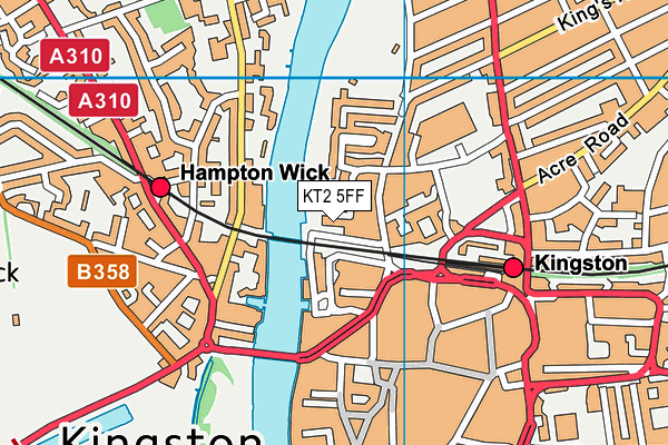 KT2 5FF map - OS VectorMap District (Ordnance Survey)