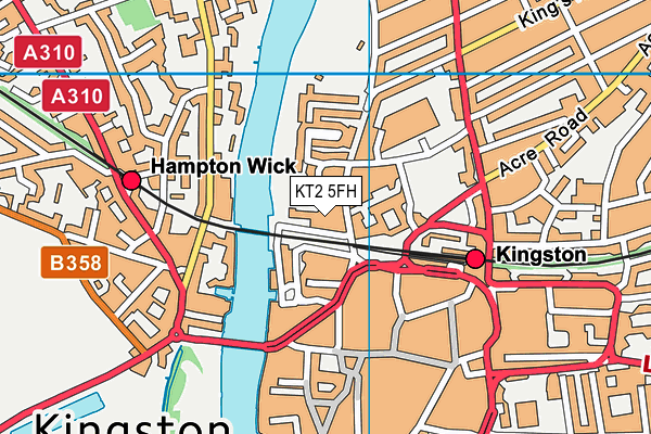 KT2 5FH map - OS VectorMap District (Ordnance Survey)