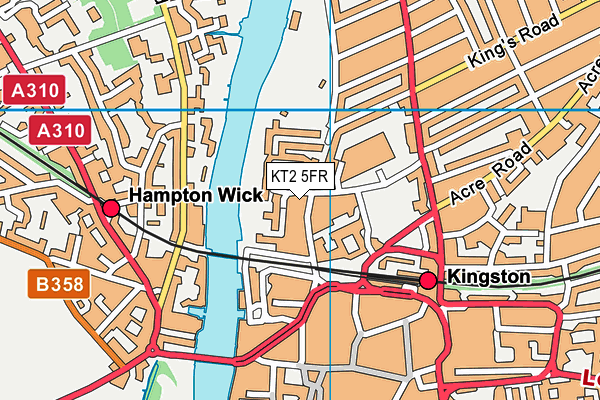 KT2 5FR map - OS VectorMap District (Ordnance Survey)