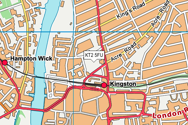 KT2 5FU map - OS VectorMap District (Ordnance Survey)