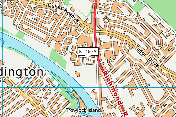 KT2 5GA map - OS VectorMap District (Ordnance Survey)