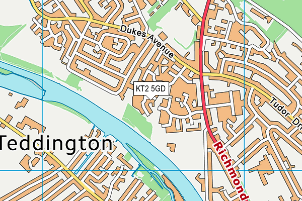 KT2 5GD map - OS VectorMap District (Ordnance Survey)