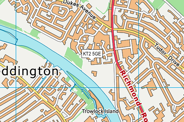 KT2 5GE map - OS VectorMap District (Ordnance Survey)