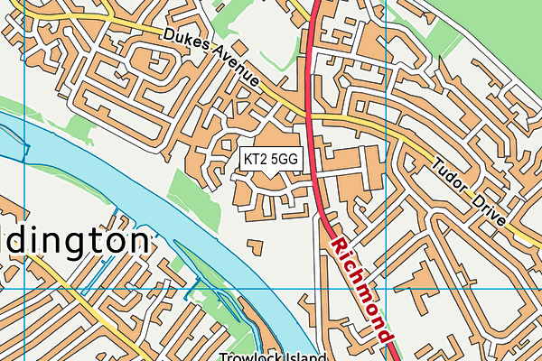 KT2 5GG map - OS VectorMap District (Ordnance Survey)