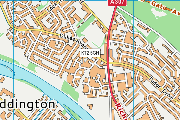 KT2 5GH map - OS VectorMap District (Ordnance Survey)