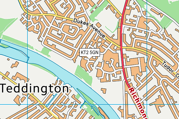 KT2 5GN map - OS VectorMap District (Ordnance Survey)