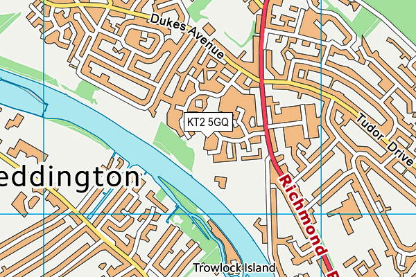 KT2 5GQ map - OS VectorMap District (Ordnance Survey)