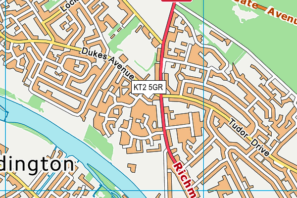 KT2 5GR map - OS VectorMap District (Ordnance Survey)