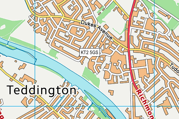 KT2 5GS map - OS VectorMap District (Ordnance Survey)