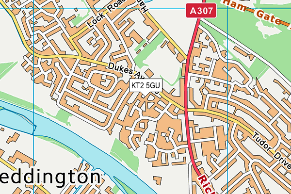KT2 5GU map - OS VectorMap District (Ordnance Survey)