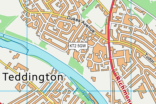KT2 5GW map - OS VectorMap District (Ordnance Survey)