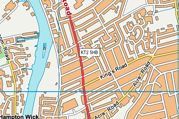 KT2 5HB map - OS VectorMap District (Ordnance Survey)