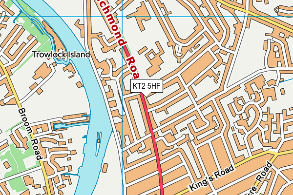 KT2 5HF map - OS VectorMap District (Ordnance Survey)