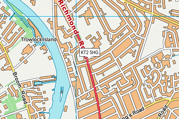 KT2 5HG map - OS VectorMap District (Ordnance Survey)