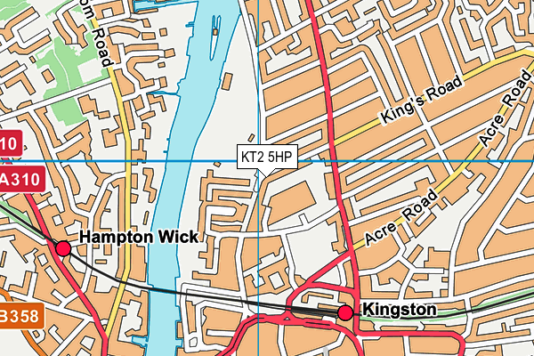 KT2 5HP map - OS VectorMap District (Ordnance Survey)