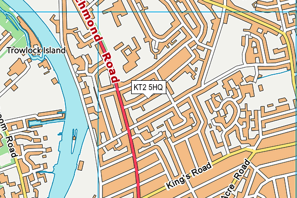 KT2 5HQ map - OS VectorMap District (Ordnance Survey)