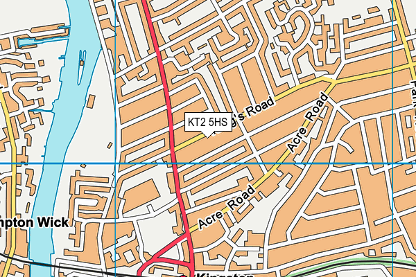 KT2 5HS map - OS VectorMap District (Ordnance Survey)