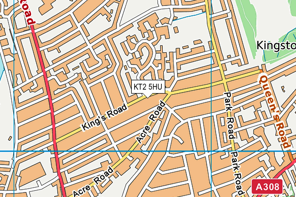 KT2 5HU map - OS VectorMap District (Ordnance Survey)