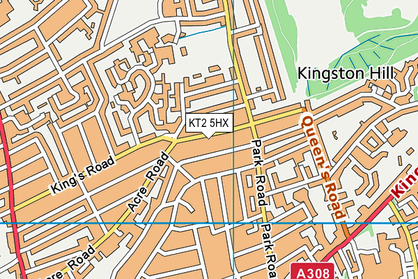 KT2 5HX map - OS VectorMap District (Ordnance Survey)