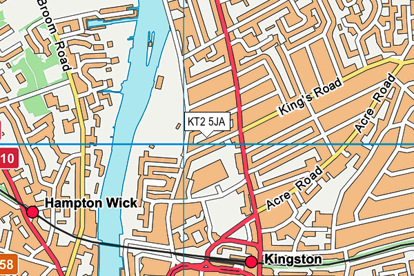 KT2 5JA map - OS VectorMap District (Ordnance Survey)