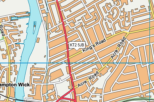 KT2 5JB map - OS VectorMap District (Ordnance Survey)