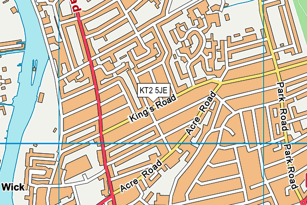 KT2 5JE map - OS VectorMap District (Ordnance Survey)