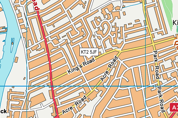 KT2 5JF map - OS VectorMap District (Ordnance Survey)