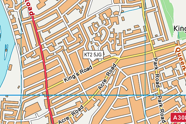 KT2 5JG map - OS VectorMap District (Ordnance Survey)