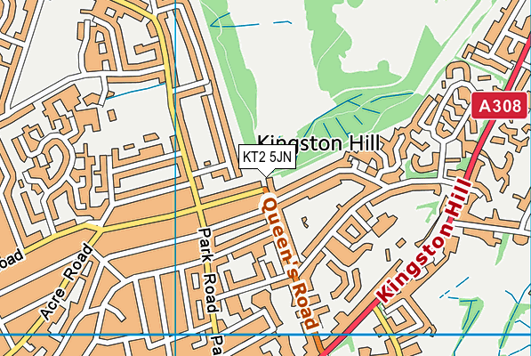 KT2 5JN map - OS VectorMap District (Ordnance Survey)