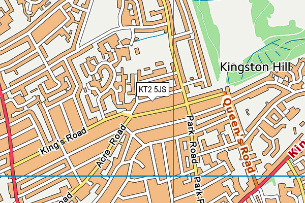KT2 5JS map - OS VectorMap District (Ordnance Survey)