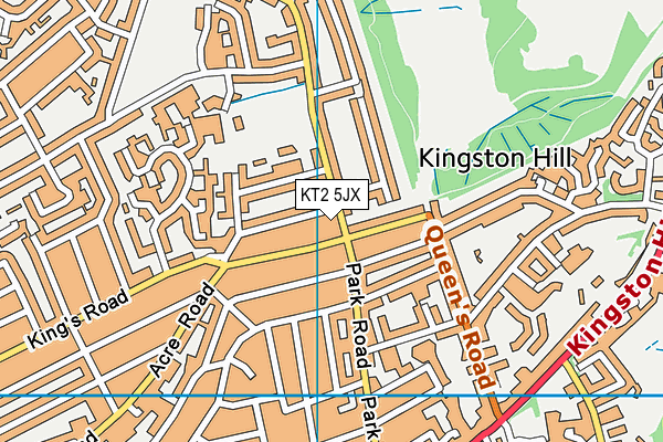 KT2 5JX map - OS VectorMap District (Ordnance Survey)