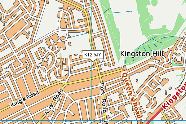KT2 5JY map - OS VectorMap District (Ordnance Survey)