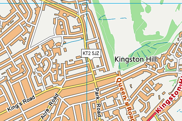 KT2 5JZ map - OS VectorMap District (Ordnance Survey)