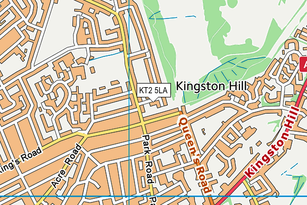 KT2 5LA map - OS VectorMap District (Ordnance Survey)