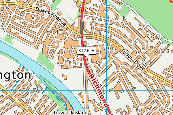 KT2 5LH map - OS VectorMap District (Ordnance Survey)