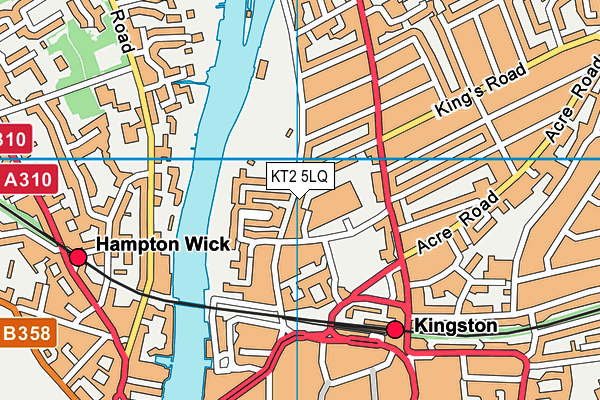 KT2 5LQ map - OS VectorMap District (Ordnance Survey)