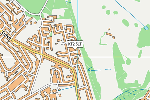 KT2 5LT map - OS VectorMap District (Ordnance Survey)