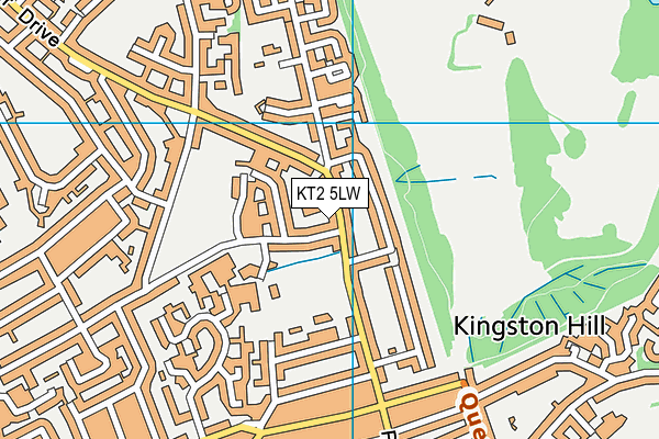 KT2 5LW map - OS VectorMap District (Ordnance Survey)