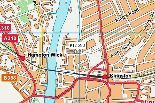 KT2 5ND map - OS VectorMap District (Ordnance Survey)