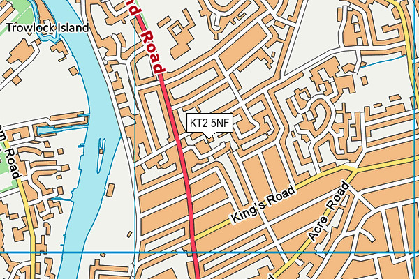 KT2 5NF map - OS VectorMap District (Ordnance Survey)