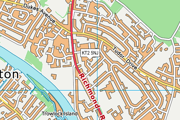 KT2 5NJ map - OS VectorMap District (Ordnance Survey)