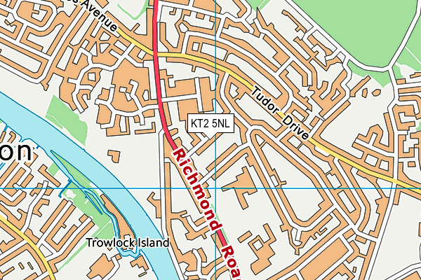 KT2 5NL map - OS VectorMap District (Ordnance Survey)