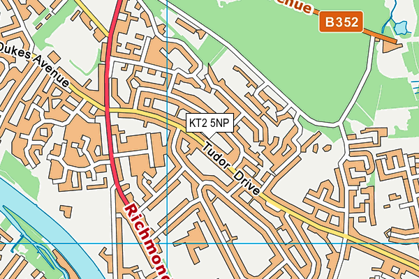 KT2 5NP map - OS VectorMap District (Ordnance Survey)
