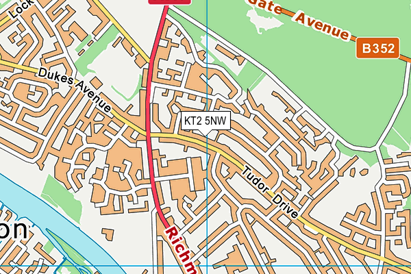 KT2 5NW map - OS VectorMap District (Ordnance Survey)