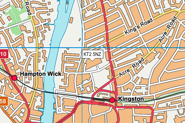 Nuffield Health (Kingston) map (KT2 5NZ) - OS VectorMap District (Ordnance Survey)