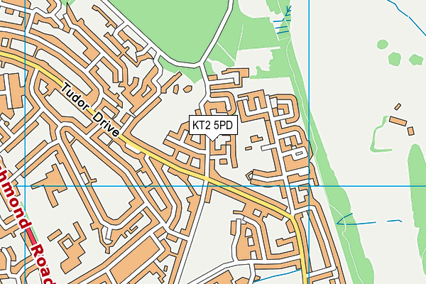 KT2 5PD map - OS VectorMap District (Ordnance Survey)