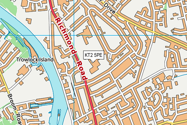 KT2 5PE map - OS VectorMap District (Ordnance Survey)