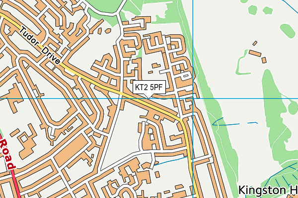 KT2 5PF map - OS VectorMap District (Ordnance Survey)
