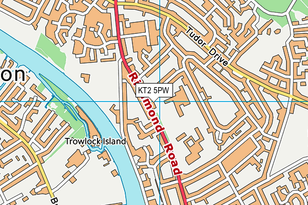 KT2 5PW map - OS VectorMap District (Ordnance Survey)