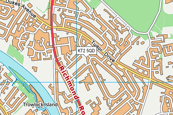 KT2 5QD map - OS VectorMap District (Ordnance Survey)